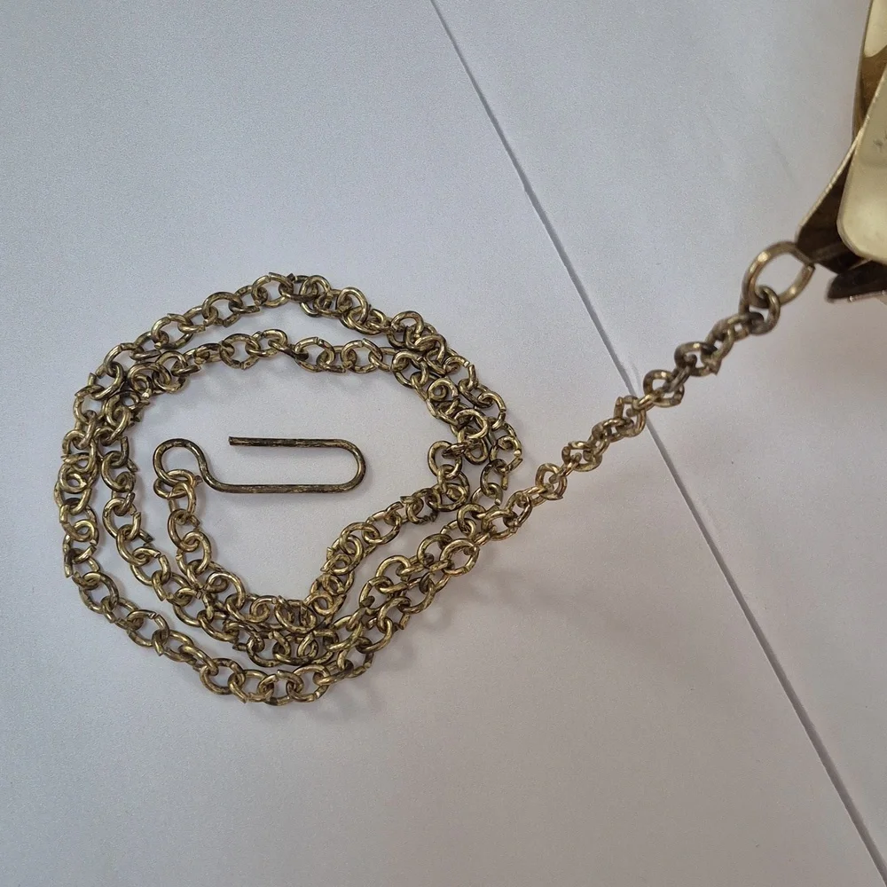 Large Vintage Mid Century Gold Brass Candle Holder Chandelier Mascot Regency